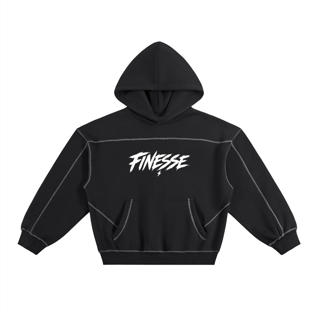 Contrast-Stitched Boxy Fleece Hoodie