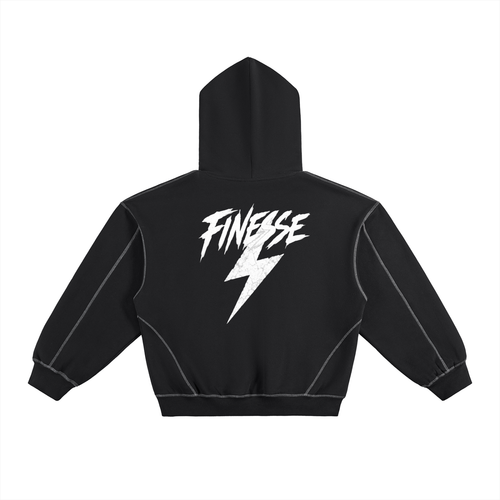 Contrast-Stitched Boxy Fleece Hoodie